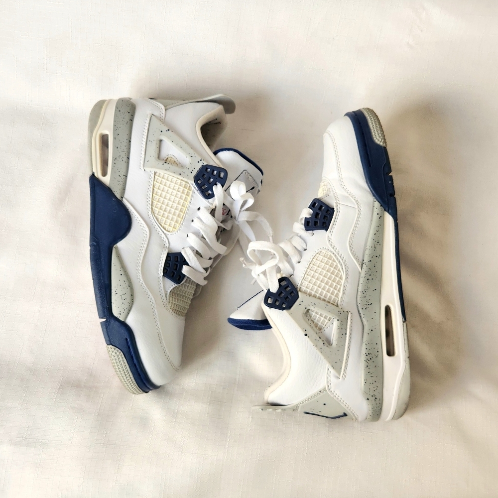 Nike Air Jordan 4 Retro Size 8 White Midnight Navy Grey DH6927-140 Men’s Rare - Picture 5 of 12